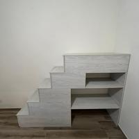 Scala con ripiani cassetti artigianale 215x50x150