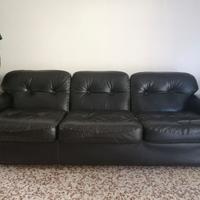 Divano 3 posti nero in vera pelle