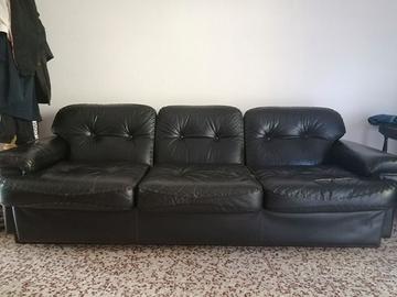 Divano 3 posti nero in vera pelle