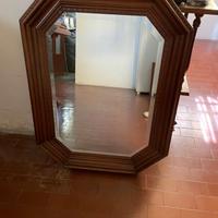 Specchio ottagonale vintage cornice in legno