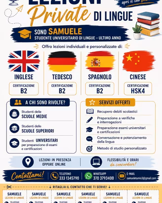 Lezioni inglese, tedesco, spagnolo cinese