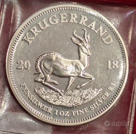 Krugerrand 2018 Sud Africa Oncia Argento 999 puro