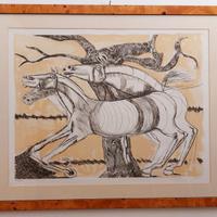 Bruno Cassinari - cavalli - litografia