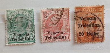 Venezia tridentina 1918 - 3 francobolli usati