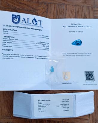 pietra acquamarina 2.22ct