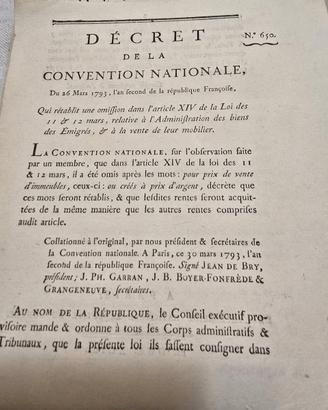 Sei autentici decreti della Convenzion Nationale