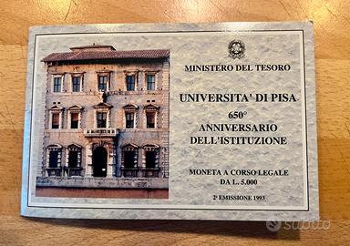 Moneta Argento L 500 1993 FDC Università di Pisa