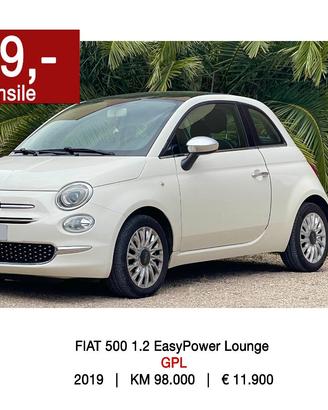 FIAT 500 1.2 EasyPower Lounge GPL