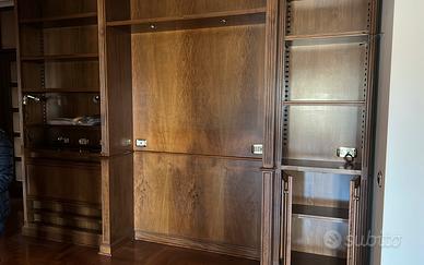 Boiserie Libreria noce nazionale massello