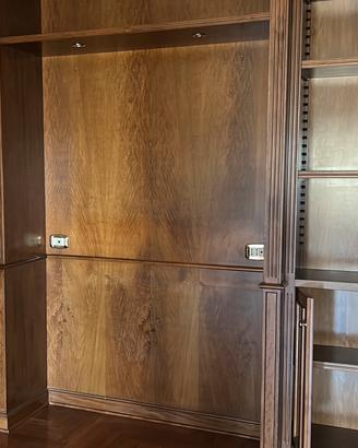 Boiserie Libreria noce nazionale massello