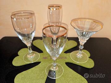 SET CALICI DI CRISTALLO E ORO ZECCHINO
