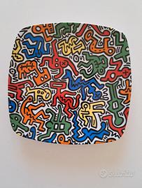 Piatto ceramica Tognana disegnato Keith Haring 