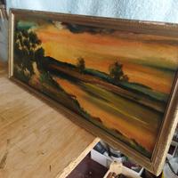 Dipinto antico rettangolare olio su tavoletta 