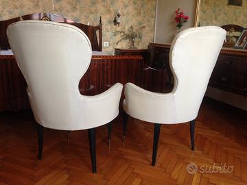 Poltroncine in pelle bianca anni '50