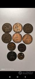 Lotto 10 monete antiche Regno Unito