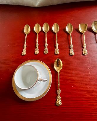 Cucchiaini tè, caffè dorati vintage
