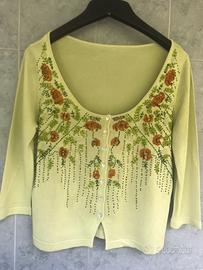 Cardigan corto donna con perline  tg S
