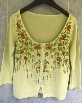 Cardigan corto donna con perline  tg S