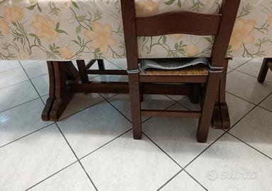 tavolo con 8 sedie in legno massello