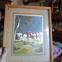 Serigrafia su foglio argentato caccia alla volpe