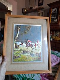 Serigrafia su foglio argentato caccia alla volpe