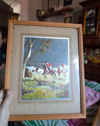 Serigrafia su foglio argentato caccia alla volpe