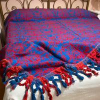 Copriletto rustico vintage tessuto a telaio frange