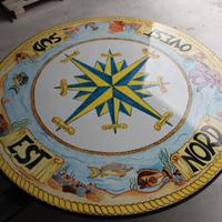 Tavolo in pietra lavica dell'etna dipinto a mano