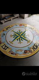 Tavolo in pietra lavica dell'etna dipinto a mano