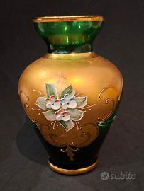 Vintage Caroli Venezia Glass Vase - Emerald Green 
