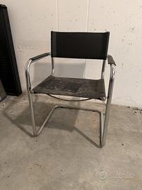 2 sedie cantilever vintage cuoio nero e cromo