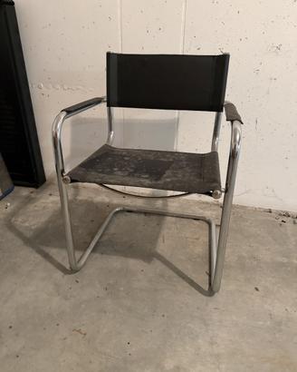 2 sedie cantilever vintage cuoio nero e cromo