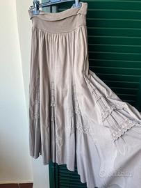 Gonna longuette di cotone con fascia elasticizzata