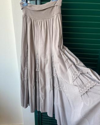 Gonna longuette di cotone con fascia elasticizzata