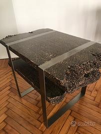 Tavolino salotto a 2 piani legno resinato e ferro