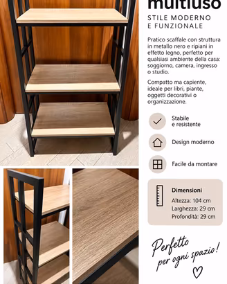 Scaffale moderno nero legno