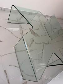 Tavolino in cristallo curvato 90x90