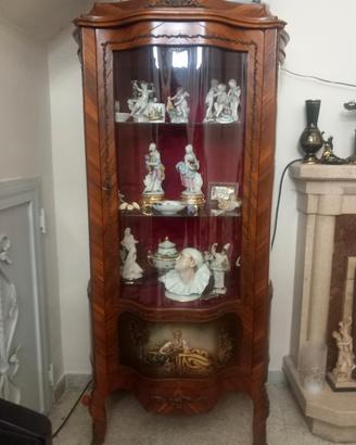 antica vetrina fine 1800 con vetri bombati alta160