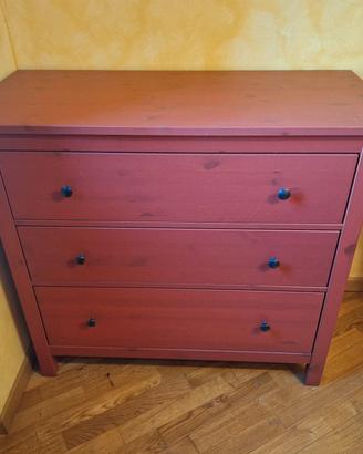 Cassettiera Comò IKEA HEMNES Legno massiccio rosso