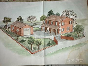 Casa in costruzione con terreno agricolo