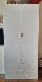 Armadio 2 ante 2 cassetti rovere-bianco