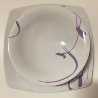 Set di piatti 18 pezzi – bianco e viola