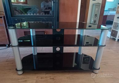 Tavolino stereo/ tv in vetro temperato