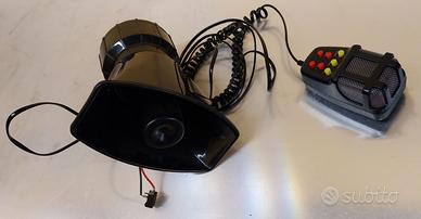 tromba con microfono e suoni polizia 12 volt 100w