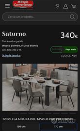 Tavolo allungabile Modello Saturno 