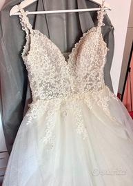 Abito sposa principessa pizzo tulle brillantini