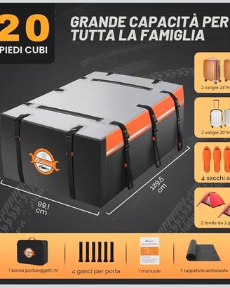 Borsa Box x Tetto portabagagli capacità XXL 595 lt