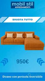 Divano con penisola reversibile L 260 cm