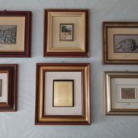 6 quadri in argento con cornice in legno