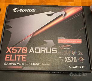 Scheda madre aorus elite x570 ATX con scatola.